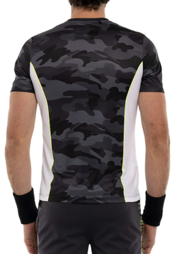 Теннисная футболка Hydrogen Camo Tech T-Shirt - anthracite camouflage/yellow fluo