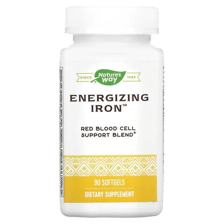 Nature's Way, Energizing Iron, формула с двойным железом, 90 мягких желатиновых капсул