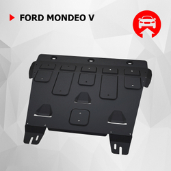 Защита картера и КПП АвтоБроня для Ford Mondeo V (V - 2.0 (199 л.с.); 2.5) 2015-2019, штампованная, сталь 1.8 мм, с крепежом, 111.01849.1
