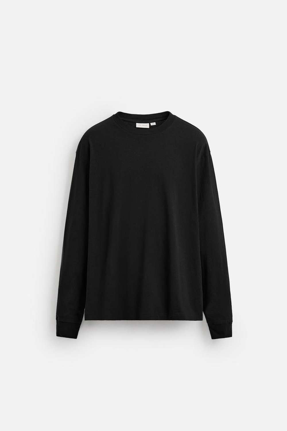 ZARA ЛЕГКАЯ ФУТБОЛКА С ДЛИННЫМИ РУКАВАМИ, ЧЕРНЫЙ