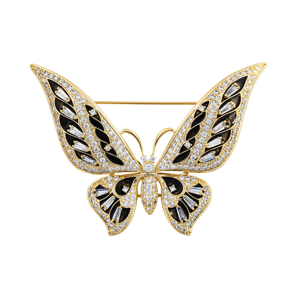 Брошь Fiore Luna Бабочка Zircon XR01278 BW/G