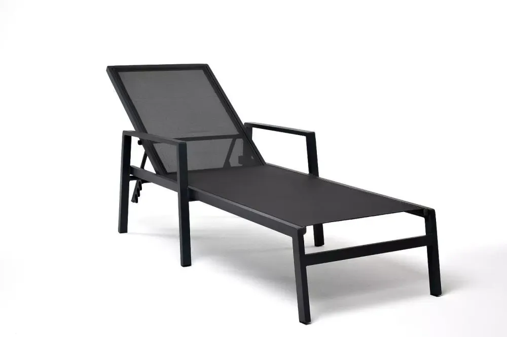 "Парма" шезлонг из алюминия темно-серый (RAL7024) муар, ткань текстилен темно-серая