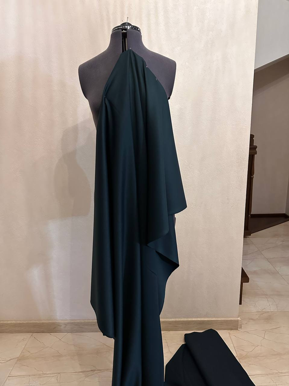 Костюмно-плательная смесовая однотонная поливискоза (64%полиэстер/33%вискоза/3%эластан, Сосна, 148, 285 гр/м2)