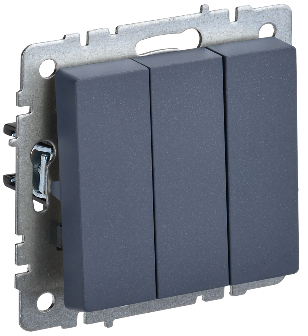 BRITE Выключатель 3-клавишный 10А ВС10-3-0-БрМ маренго IEK