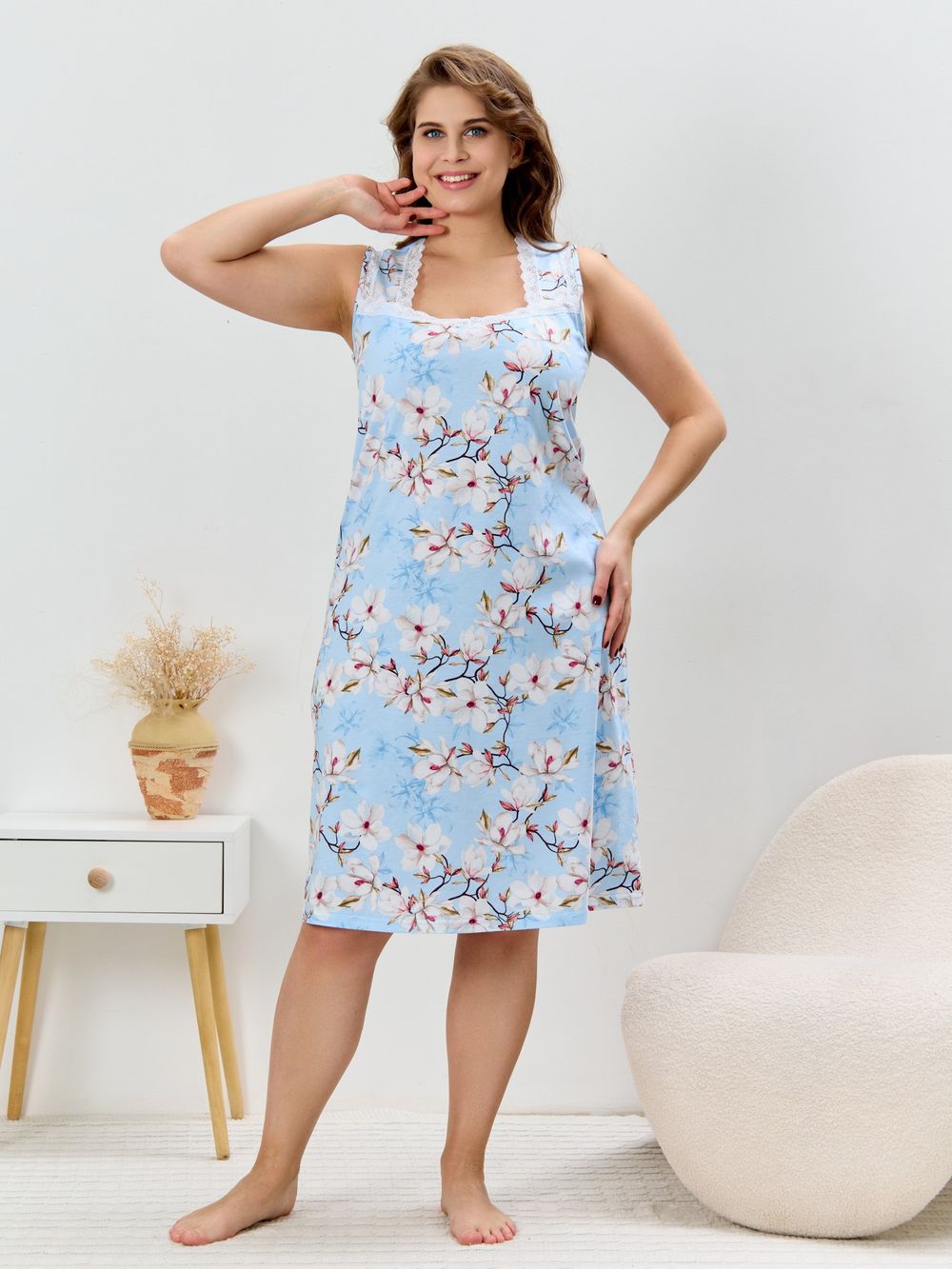 Ночная сорочка Узор-3 Виотекс ГОЛУБОЙ