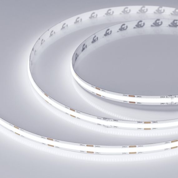 Светодиодная влагозащищенная лента Arlight 11,5W/m 54LED/m COB холодный белый 5M COB-NANO-X544-8mm 24V White6000 031906(1)