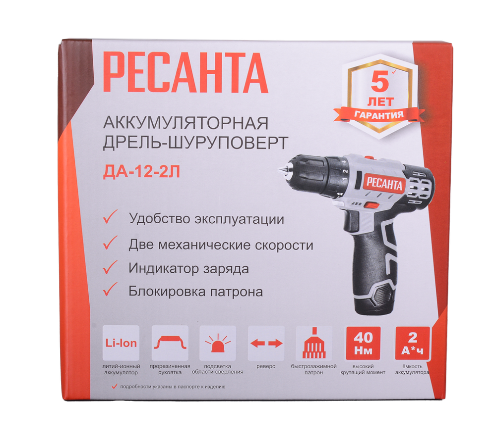 Дрель-шуруповерт аккумуляторная Ресанта ДА-12-2Л