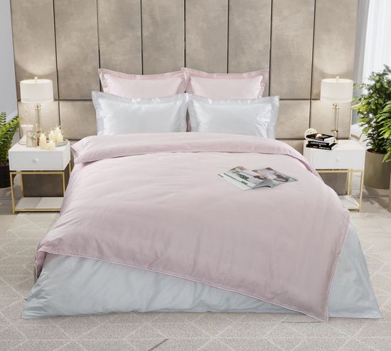 Двуспальный с европростынёй комплект постельного белья Жемчужная роса сатин Legends