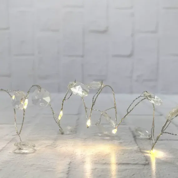 Гирлянда на батарейках Кристаллы 20 теплых белых ламп, 2 м., Christmas DeLuxe (87419)