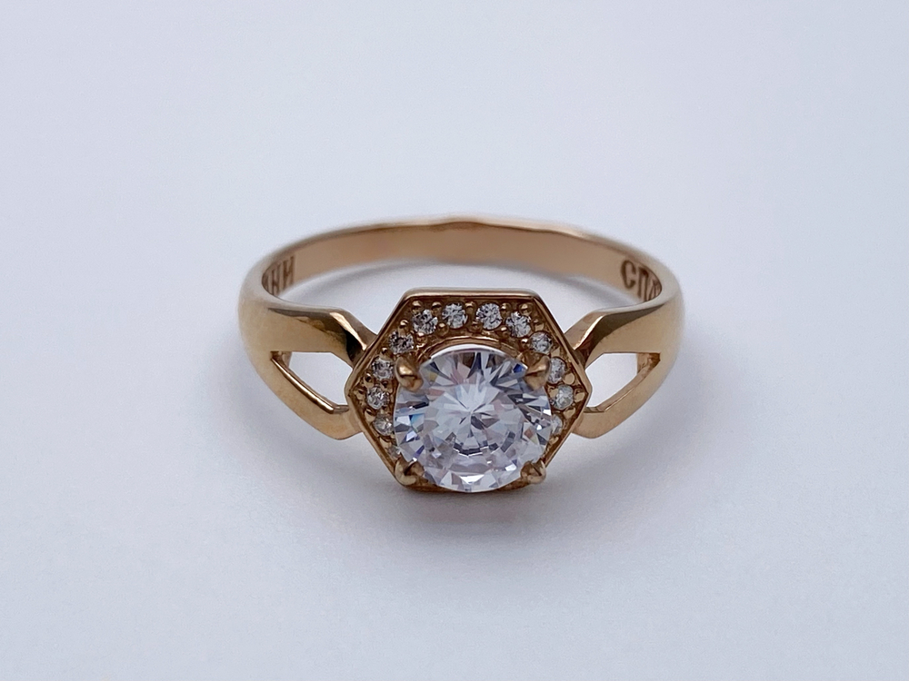 Кольцо из серебра/Родий,Позолота/С камнями