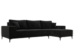 Диван угловой Льюес правый, Черный, Велюр, 122401