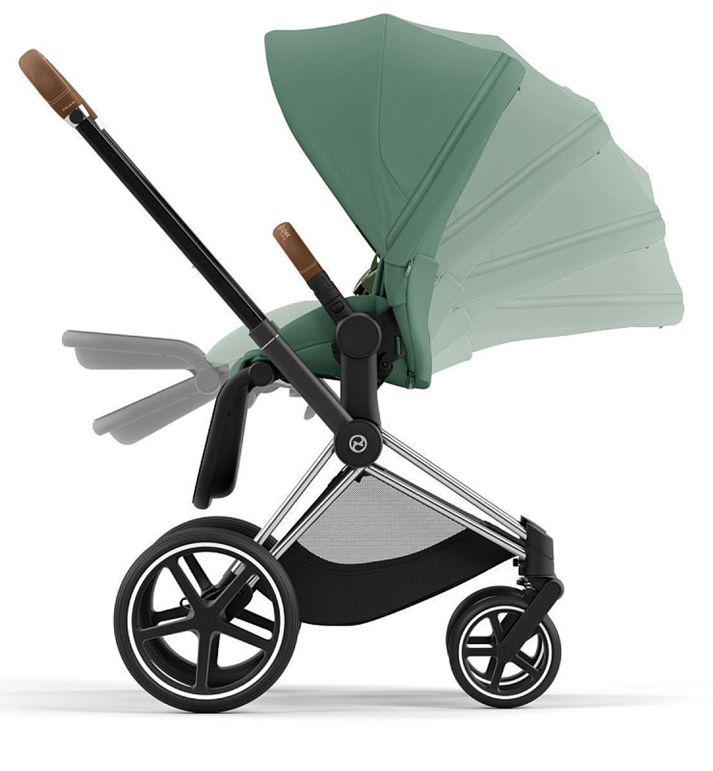 Коляска 3 в 1 Cybex Priam IV Chrome Brown complete и автокресло Aton S2 i-Size Lava Grey Leaf Green