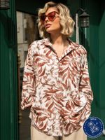 Рубашка льняная Тропик (бежево-коричневая) Б15877-1М LT Collection