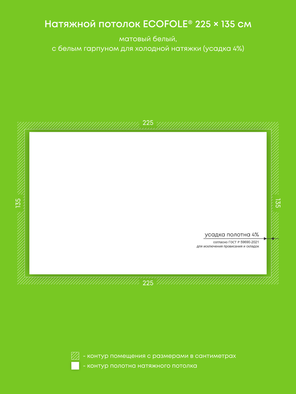 Матовый натяжной потолок 3 м2