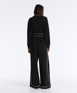 OYSHO Широкие брюки из модала с контрастной окантовкой, черный