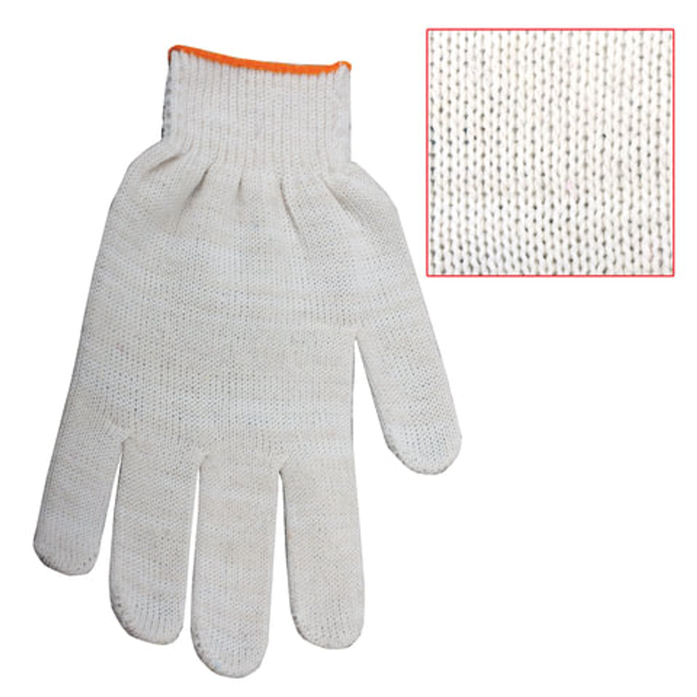 Перчатки хлопчатобумажные, КОМПЛЕКТ 200 пар, 10 класс, 32-34 г, 83 текс, ПВХ точка, LAIMA БЮДЖЕТ, БЕЛЫЕ