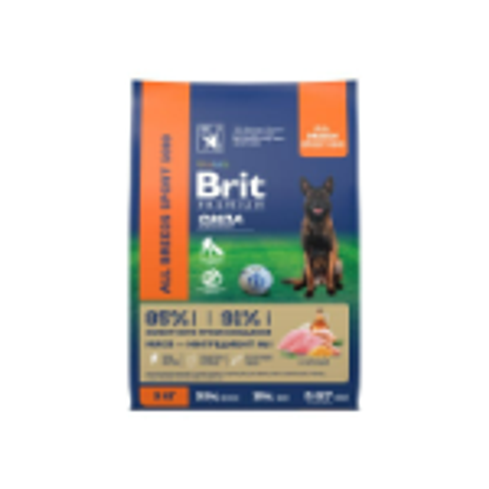 Корм для собак сухой BRIT PREMIUM с курицей д/вз.соб. всех пор. с выс. затр. энергии "Sport 5000",3 кг
