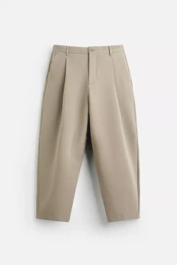 ZARA БРЮКИ СВОБОДНОГО КРОЯ СО СКЛАДКАМИ, СВЕТЛЫЙ РЫЖЕВАТО-КОРИЧНЕВЫЙ
