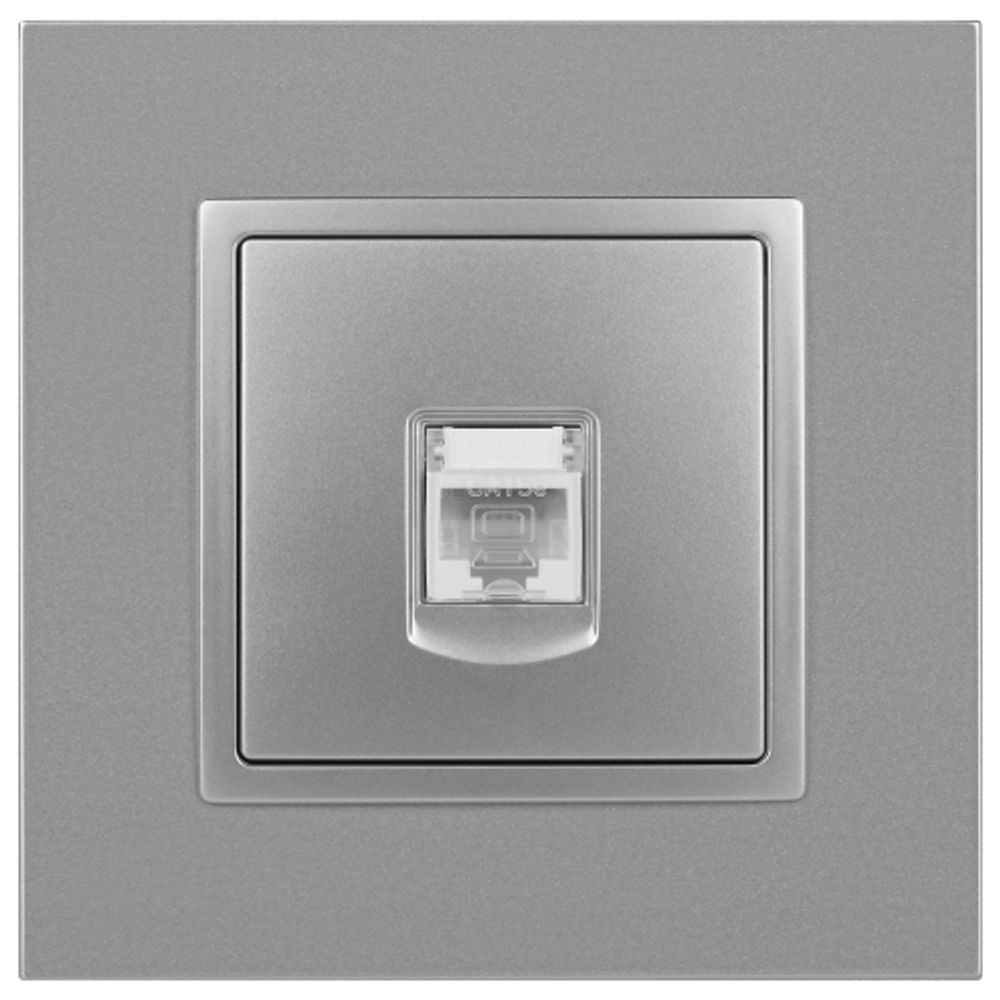 14-3107-03 ЭРА Розетка RJ45, IP20, алюминий | Elegance Алюминий