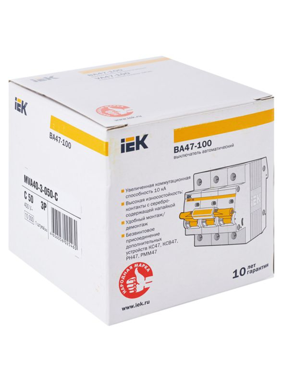 Выключатель автоматический модульный 3п C 50А 10кА ВА47-100 KARAT IEK MVA40-3-050-C