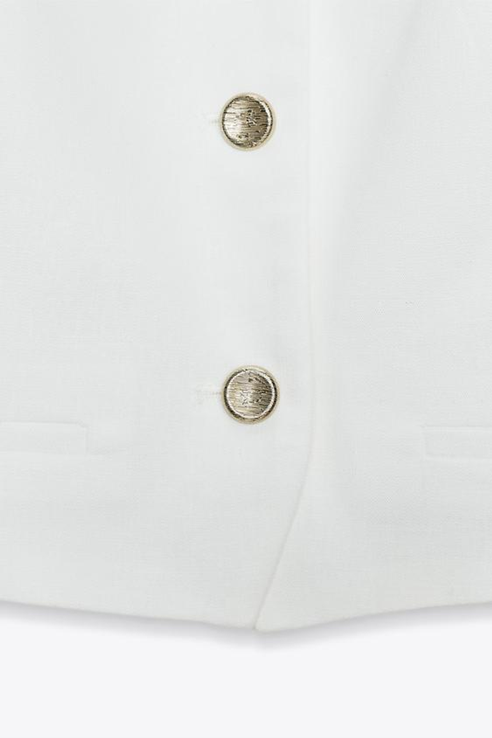 ZARA УКОРОЧЕННЫЙ ЖИЛЕТ НА БРЕТЕЛЬКАХ, БЕЛЫЙ