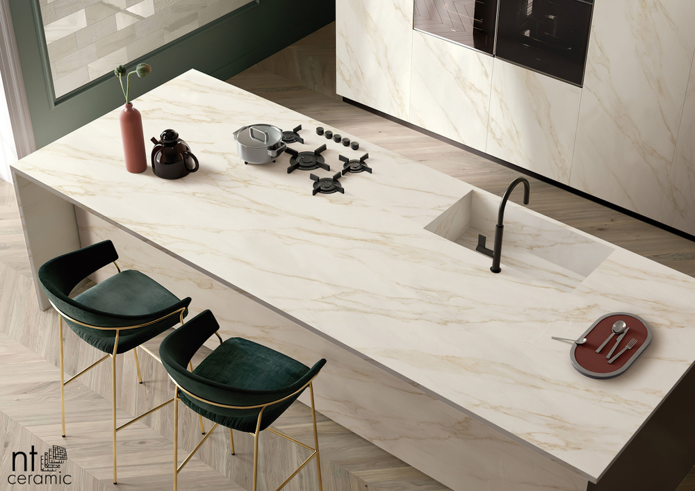 NT CERAMIC. Керамогранит Atlas Home Arabesco Gold 270*120 Лаппатированный