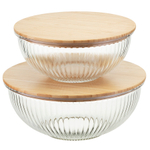 Чаша стеклянная с бамбуковой крышкой harmy, 3,5 л