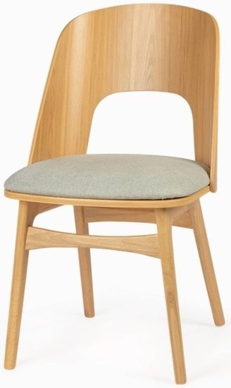 Стул Compain деревянный, сиденье из светло-серой ткани
