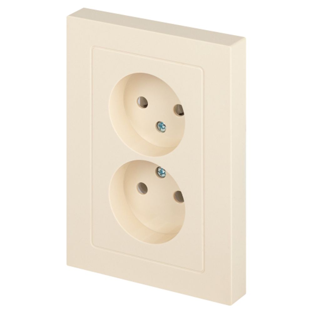 Розетка Intro Accent 6-204-02 2х2P, 16А-250В, IP20, СУ, AL/CU, слоновая кость | Intro