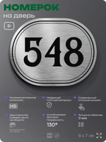 Номерок на дверь квартиры 548, для кабинета, офиса, шильдик 9 х 7 см, серебристый, Айдентика Технолоджи