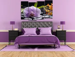 Модульная картина "Орхидея и черные камни"