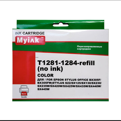 Картриджи (БЕЗ ЧЕРНИЛ) ПЗК (T1281-1284) для Epson St S22/SX120/SX125/SX130, автосброс, 4шт MyInk