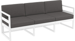 Диван пластиковый трехместный с подушками Siesta Contract Mykonos XL, белый, темно-серый