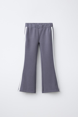 ZARA РАСКЛЕШЕННЫЕ БРЮКИ ИЗ МОДАЛА С КОНТРАСТНЫМИ ПОЛОСКАМИ, СЕРЫЙ