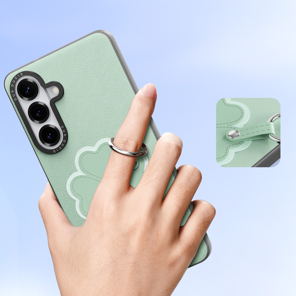 Чехол зеленого цвета (Clover Edition ) для Samsung Galaxy S26, серия Luvy Series Case (со съемным ремешком) от Dux Ducis