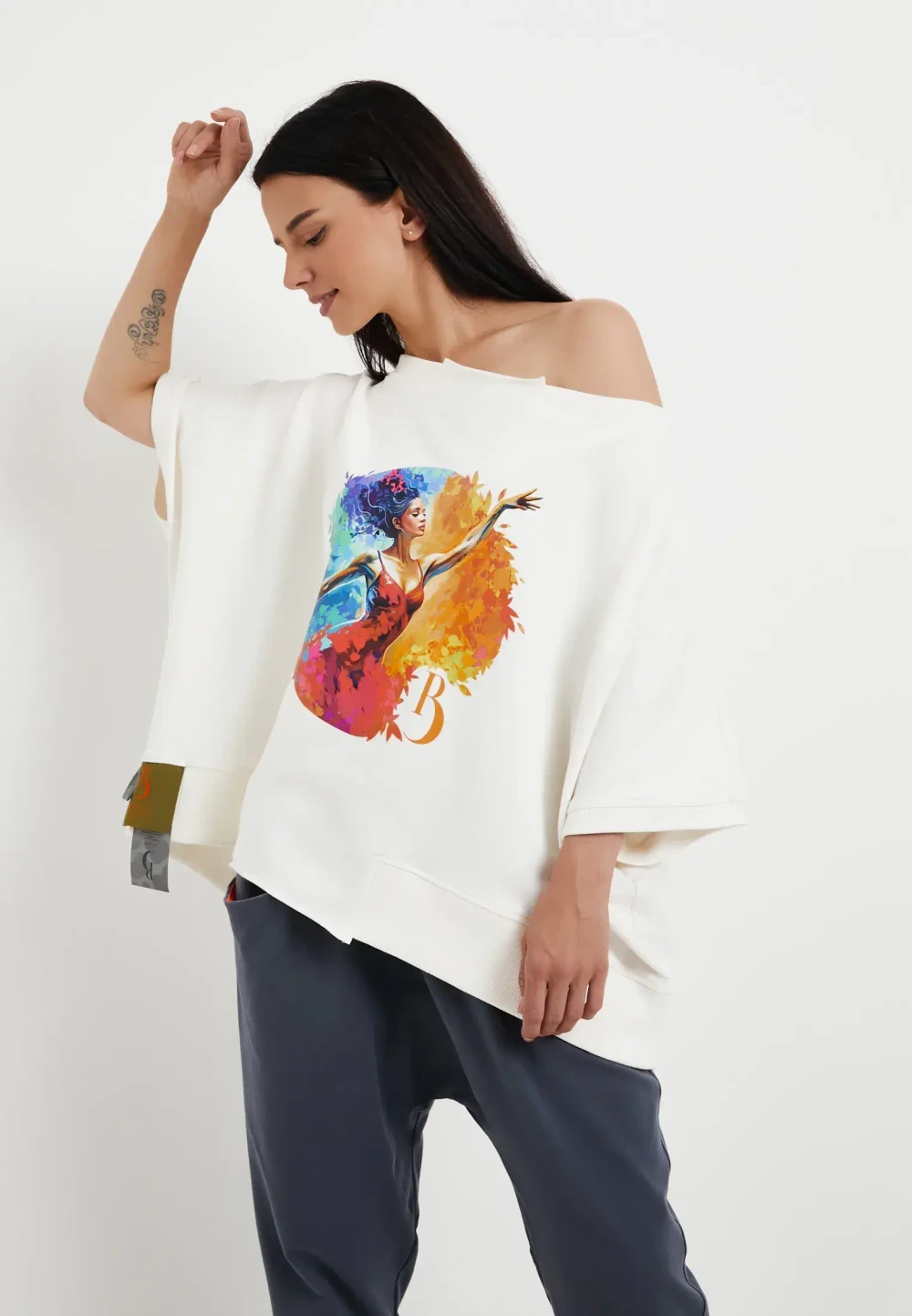 Футболка Летучая мышь принт белый