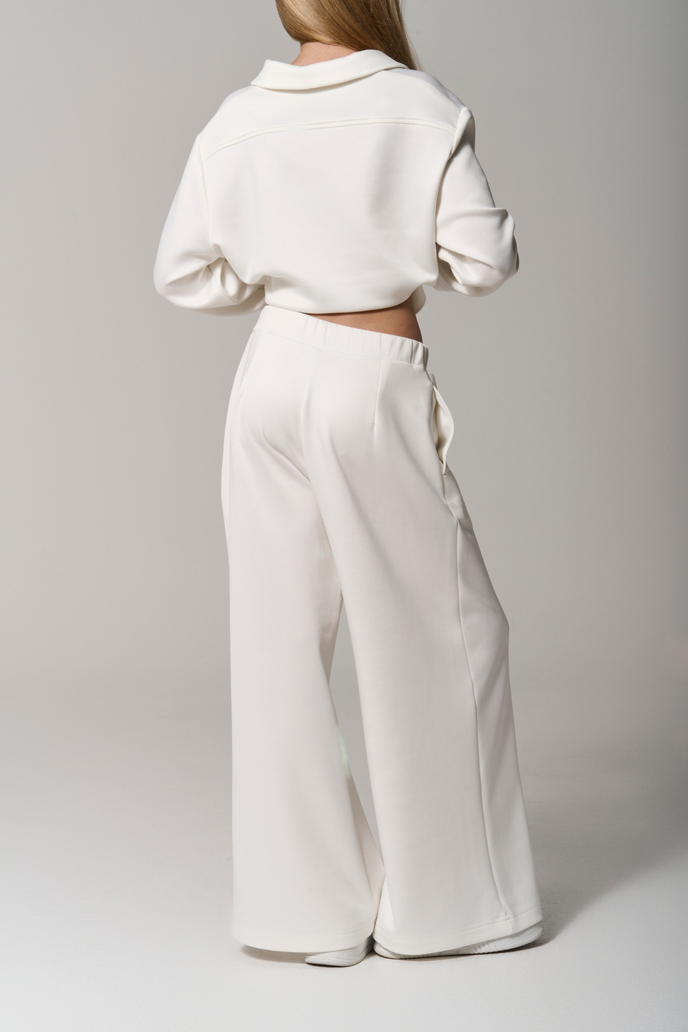 Брюки трикотажные wide leg белые