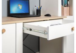 Письменный стол Джастин 12.154 126,2х54,8х75,3 белый шагрень / дуб белый exclusive