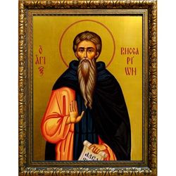 Виссарион Египетский, преподобный пустынник. Икона на холсте.