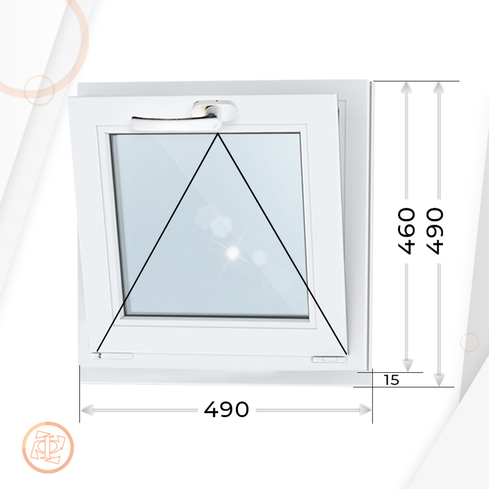 Пластиковое окно 460 х 490 фрамуга (форточка) ТермА Эко