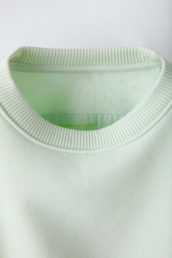 ZARA ОДНОТОННОЕ ХУДИ С ВЫШИВКОЙ, СВЕТЛО-ЗЕЛЕНЫЙ