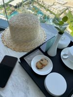 Канотье пшеница Солнышко с бежевой лентой