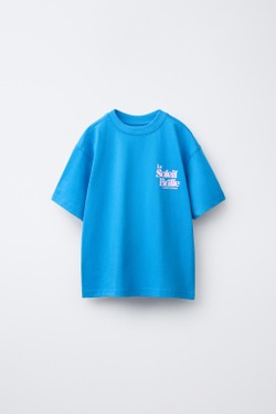 ZARA ФУТБОЛКА С НАДПИСЬЮ, ЯРКО-СИНИЙ