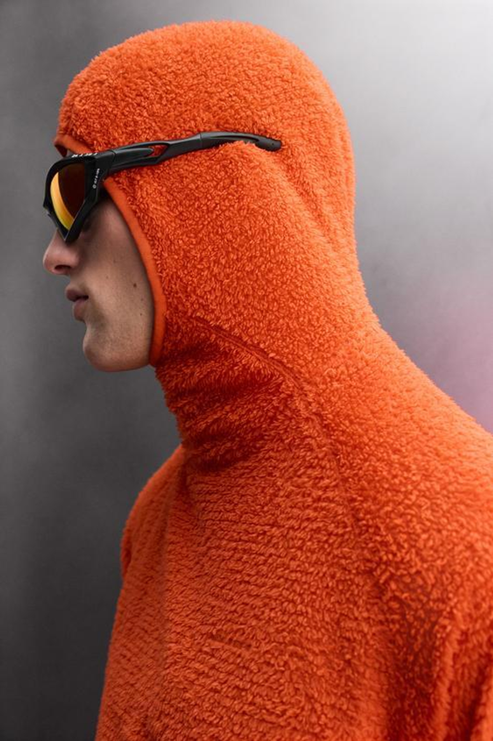 ZARA ФЛИСОВАЯ ТОЛСТОВКА SKI С КАПЮШОНОМ И ТЕКСТУРОЙ, ОРАНЖЕВЫЙ