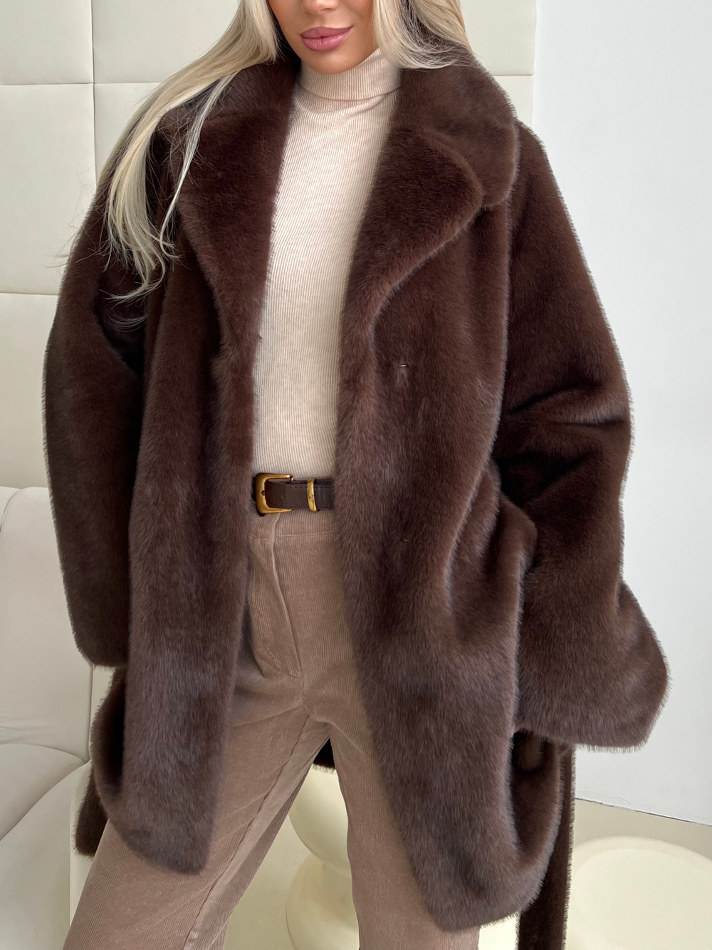 Шуба Lux миди горький шоколад