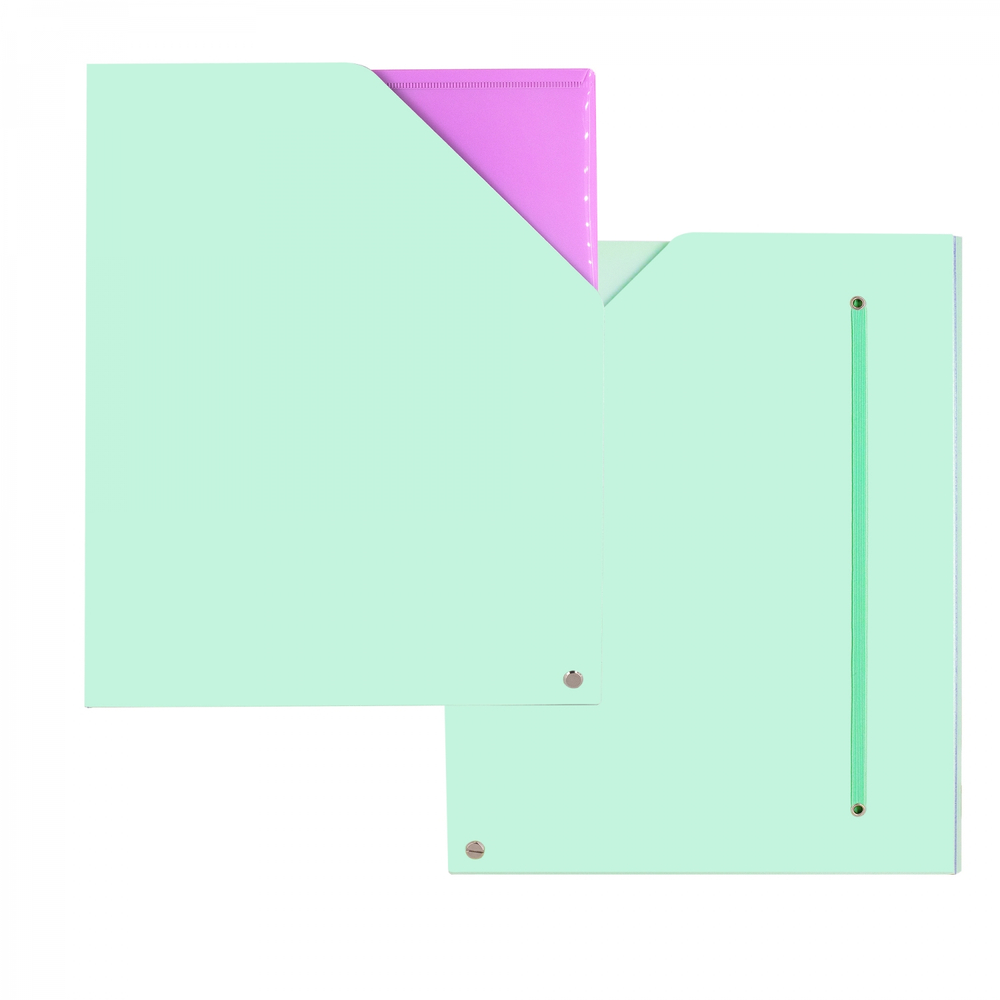 Папка архивная Alingar, 228*172 мм, пластик, 1500 мкм, на резинке с 4 файлами, зеленая