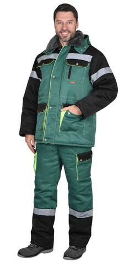 Костюм Титан зимний куртка дл.,п/к зеленый с черным и СОП