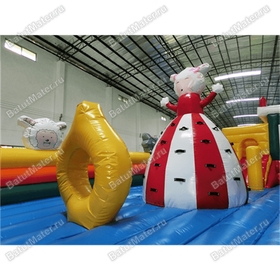 Надувной батут с крышей "Злой страшный серый волк"