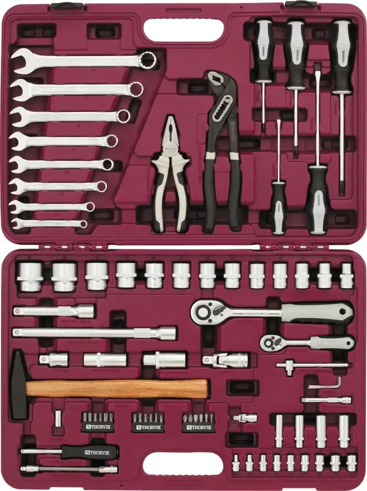 Thorvik UTS0077 Набор инструмента универсальный 1/4&quot;, 1/2&quot;DR, 77 предметов