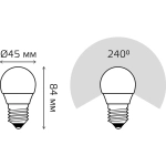 Лампа Gauss LED Шар 9,5W E27 950 lm 6500К 105102310